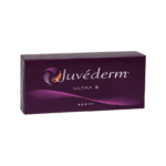 Front view of Juvederm Ultra 3 Lidocaine packaging, displaying the product name on a dark purple box.