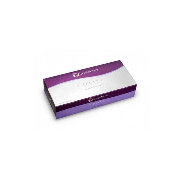 Juvederm Volift Lidocaine packaging, highlighting the sleek box design and product details.